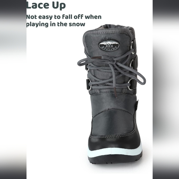 New! Boys black snow boots insulated with faux fur winter warm toddler size 8.5 - Picture 2 of 8